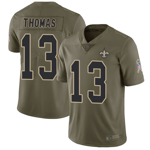 Men New Orleans Saints Limited Olive Michael Thomas Jersey NFL Football #13 2017 Salute to Service Jersey->new orleans saints->NFL Jersey